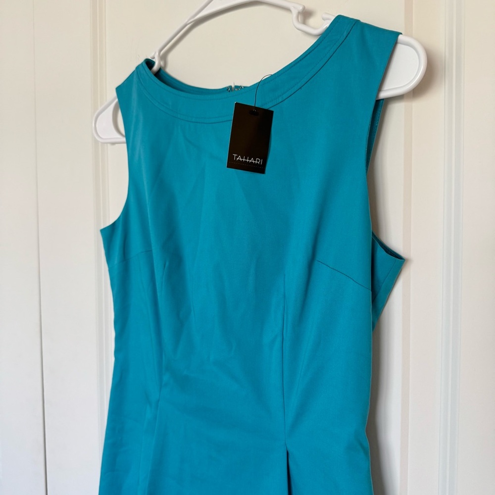 Tahari Teal Sheath Dress - SANDORA DRESS PLACID BLUE